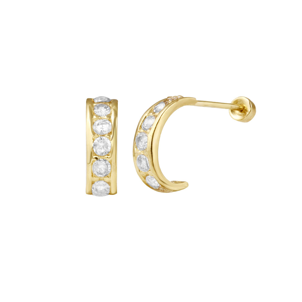 14K Yellow Gold Half Hoop Earrings
