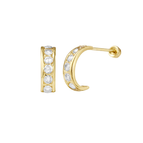 14K Yellow Gold Half Hoop Earrings