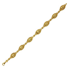 Load image into Gallery viewer, Sterling Silver Gold Plated Oval Mary Link Bracelet