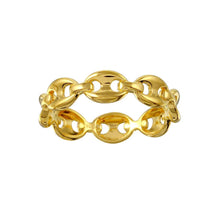 Load image into Gallery viewer, Sterling Silver Gold Plated Puff Mariner Design Link Ring