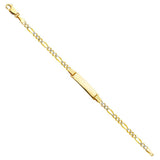 14K Two Tone Gold Figaro 3+1 WP Baby ID Bracelet
