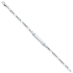 14K White Gold Figaro 3+1 Baby ID Bracelet