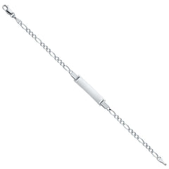 14K White Gold Figaro 3+1 Baby ID Bracelet