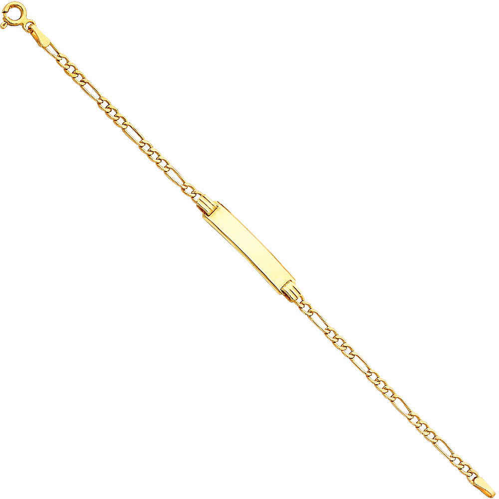 14K Yellow 060 HOLLOW Figaro 3+1 BABY ID Bracelet