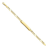 14K Yellow Gold Figaro 3+1 ID Bracelet