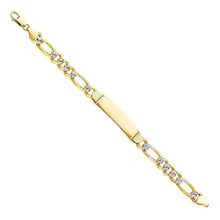 Load image into Gallery viewer, 14K Yellow Gold Figaro 3+1 ID Bracelet