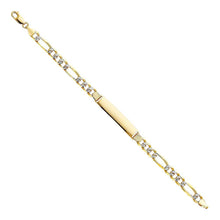 Load image into Gallery viewer, 14K Yellow Gold Figaro 3+1 WP ID Bracelet