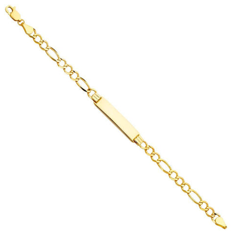14K Yellow Gold Figaro 3+1 Baby ID Bracelet