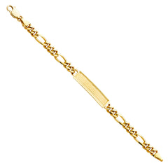 14K Yellow Figaro FRAME JUNIOR ID Bracelet