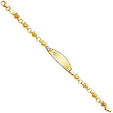 14K Two Tone Stampato Oval Baby ID Bracelet