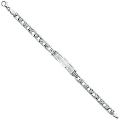 14K White Stampato Baby ID Bracelet
