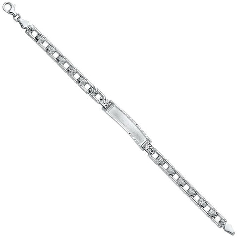 14K White Stampato Baby ID Bracelet