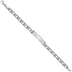 14K White Stampato Baby ID Bracelet