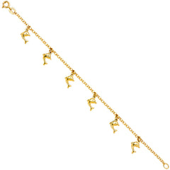 14K Yellow Hanging Charm Bracelet