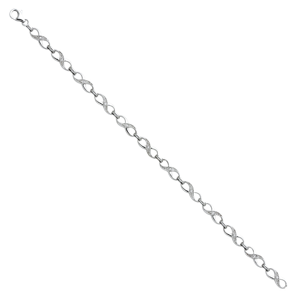 14K White CZ Bracelet
