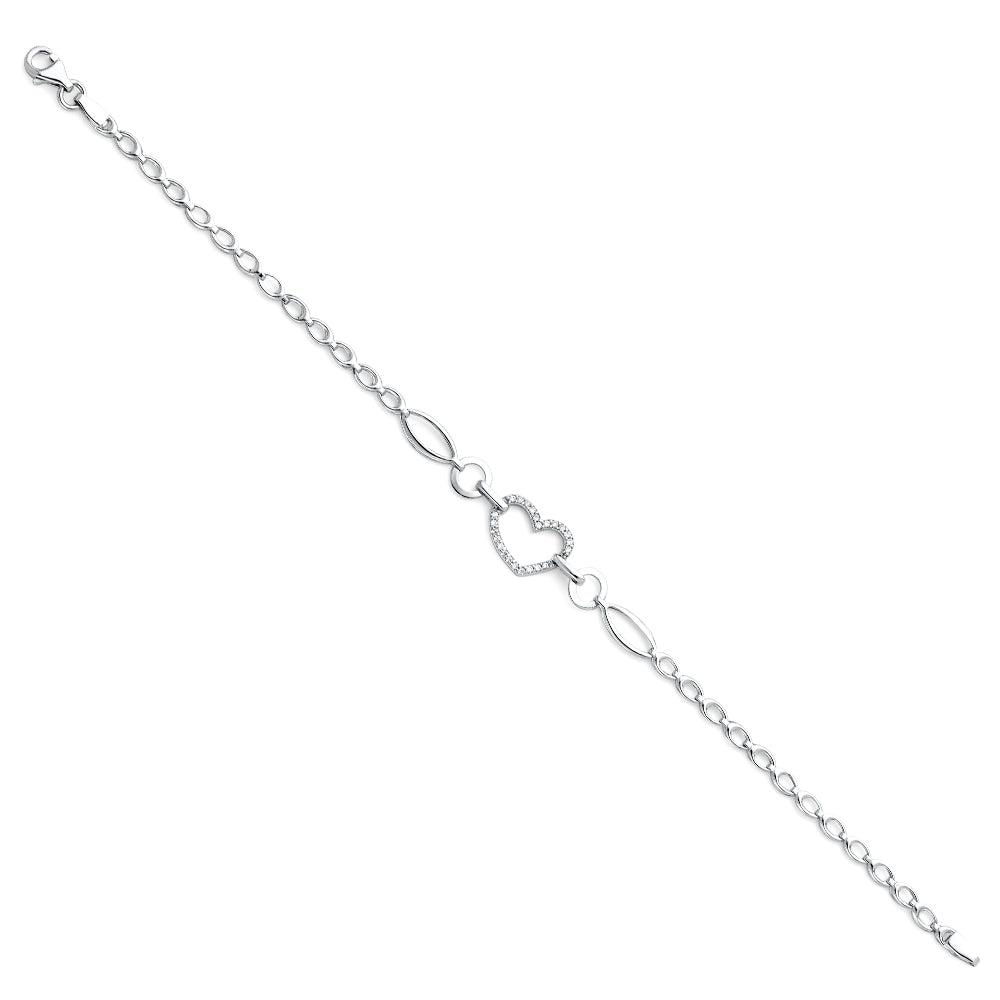 14K White CZ Bracelet