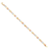 14K Tricolor Stamp Diamond Cut Bracelet