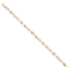 14K Tricolor Stamp Diamond Cut Bracelet