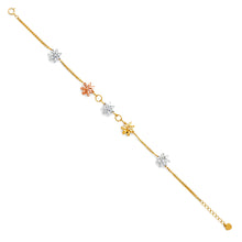 Load image into Gallery viewer, 14K Tricolor Stamp Diamond Cut Chain Bracelet