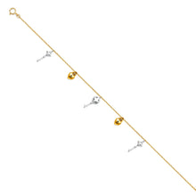 Load image into Gallery viewer, 14K Tricolor Hanging Charm Bracelet