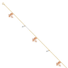 Load image into Gallery viewer, 14K Tricolor Hanging Charm Anklet