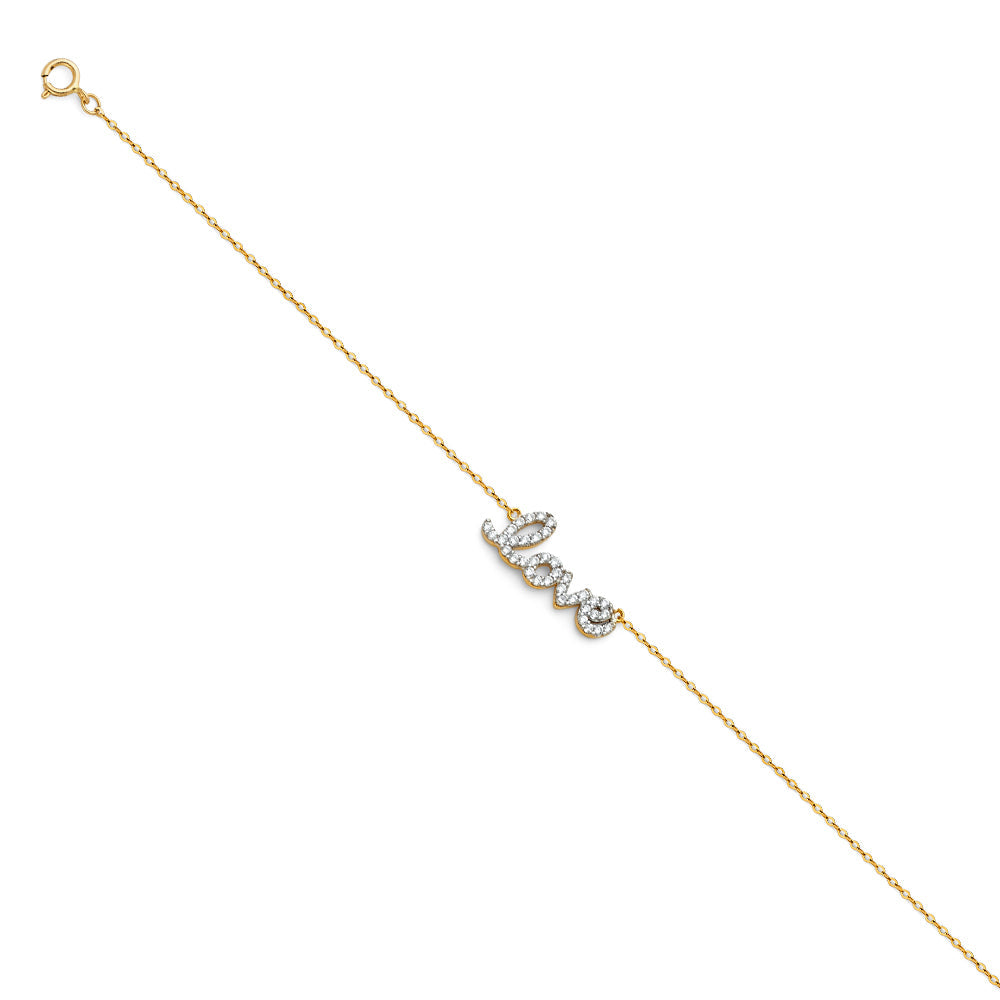 14K Yellow Light CZ Chain Bracelet