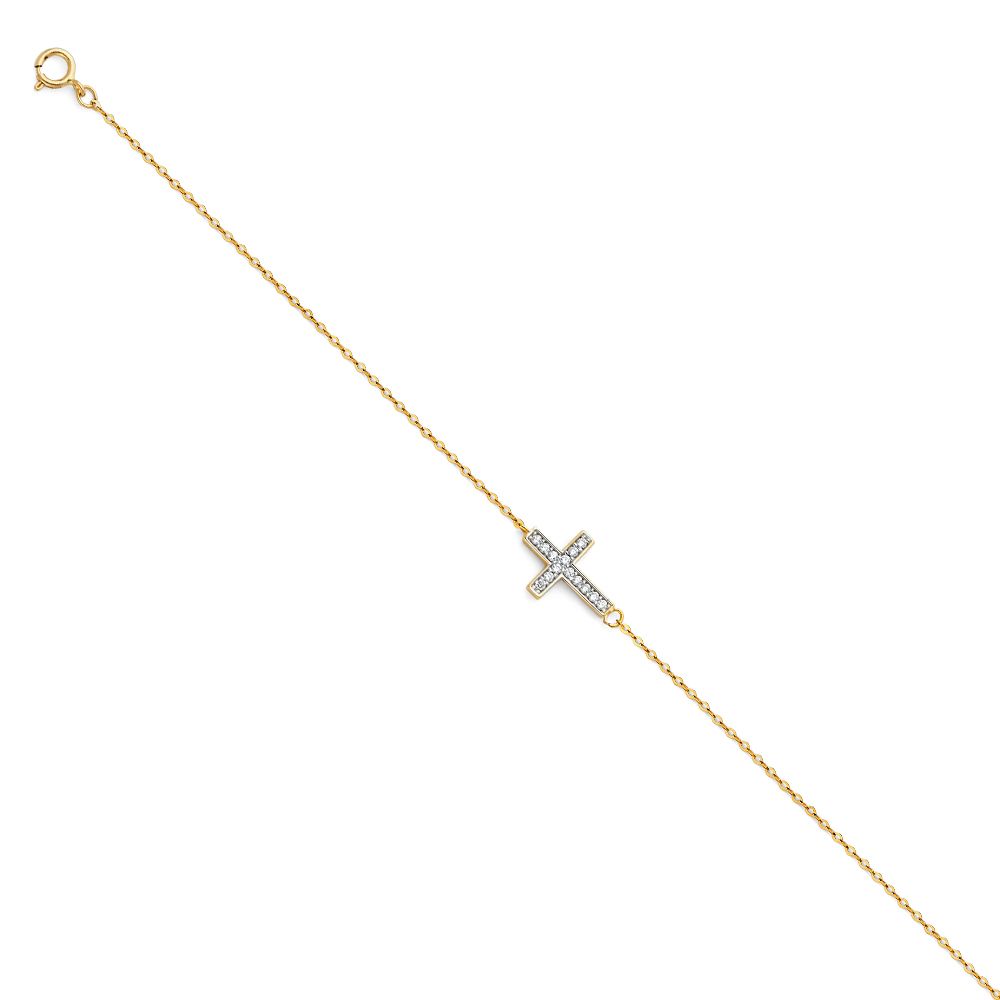 14K Yellow Light CZ Chain Bracelet