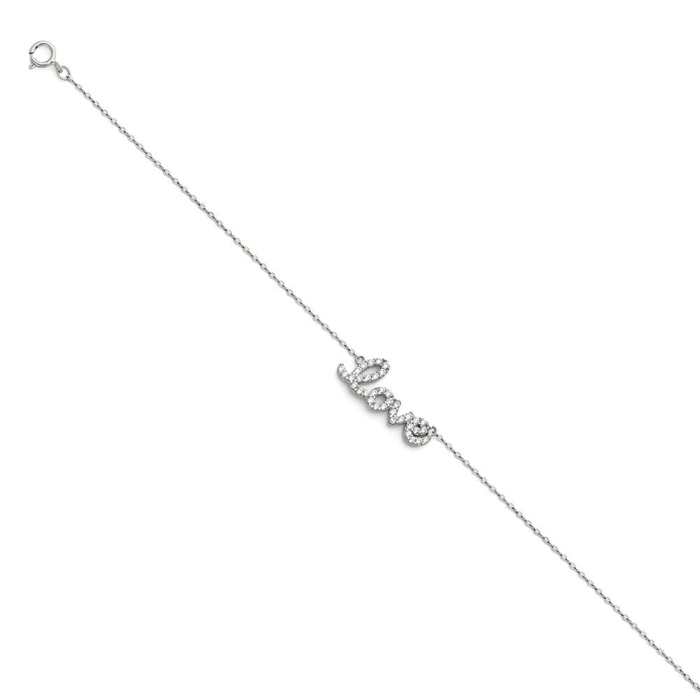14K White Light CZ Chain Bracelet