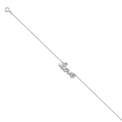 14K White Light CZ Chain Bracelet