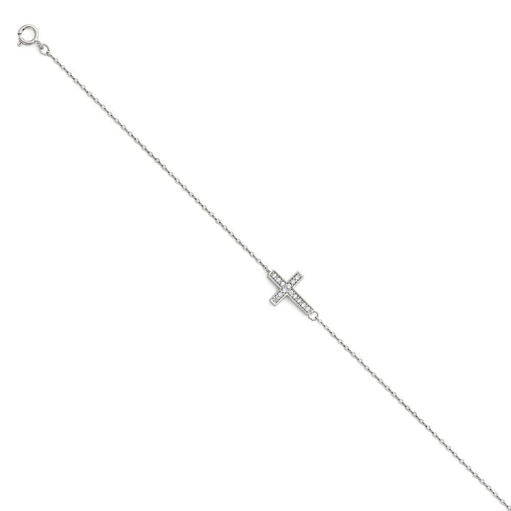 14K White Light CZ Chain Bracelet