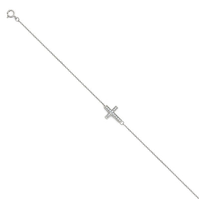 14K White Light CZ Chain Bracelet