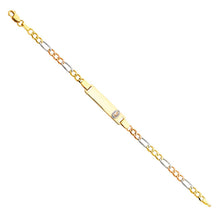Load image into Gallery viewer, 14K Tricolor Guadalupe 3+1 Cross Baby ID Bracelet