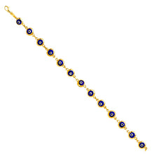 Load image into Gallery viewer, 14K Yellow Blue Evil Eye Bracelet