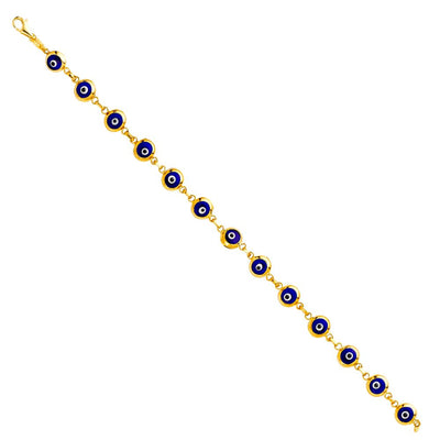 14K Yellow Blue Evil Eye Bracelet