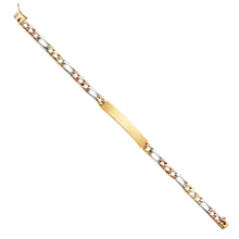 Load image into Gallery viewer, 14K Tricolor Nugget Figaro LIT LINK ID Bracelet