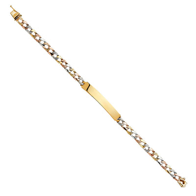 14K Tricolor Nugget Cuban LIT LINK ID Bracelet