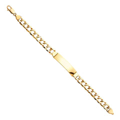 14K Yellow STAMP Cuban LINK ID Bracelet