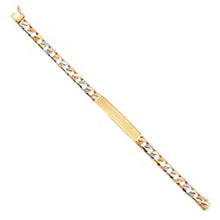 Load image into Gallery viewer, 14K Tri Color Gold Nugget Cuban Link ID Bracelet