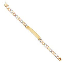 Load image into Gallery viewer, 14K Tri Color Gold Nugget Cuban ID Bracelet