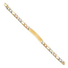 Load image into Gallery viewer, 14K Tri Color Gold Nugget Figaro ID Bracelet