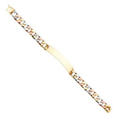 14K Tri Color Nugget Cuban ID Bracelet
