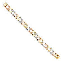 Load image into Gallery viewer, 14K Tri Color Gold Nugget SQ Cuban Link Bracelet