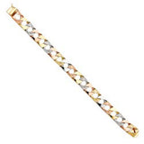 14K Tri Color Gold Nugget SQ Cuban Link Bracelet