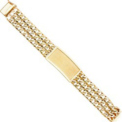 14K Yellow Gold 3L Nugget Cuban Link ID Bracelet