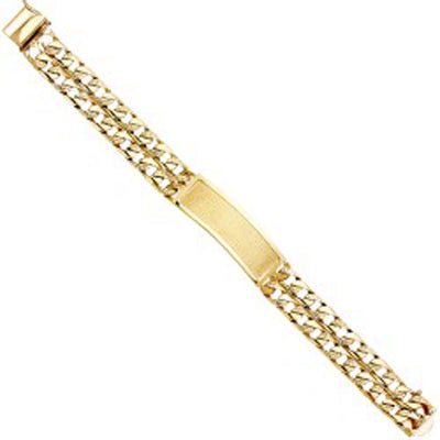 14K Yellow Gold 3L Nugget Cuban Link ID Bracelet