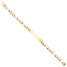Load image into Gallery viewer, 14K Yellow Gold Light Nugget Figaro Link ID Bracelet
