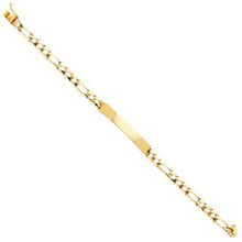 Load image into Gallery viewer, 14K Yellow Gold Light Figaro Link ID Bracelet