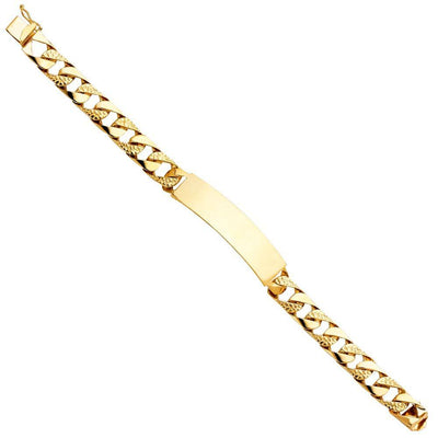 14K Yellow Gold Nugget Cuban Link ID Bracelet