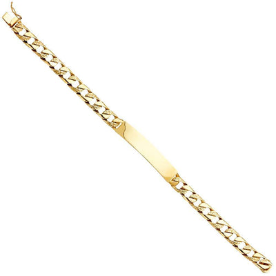 14K Yellow Gold Nugget Cuban Link ID Bracelet