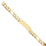 14K Yellow Nugget FIGARO LINK F-ID BRACELET